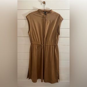 MARC CAIN Faux Suede Dress Camel Sleeveless Cinch Waist N5/ US 12